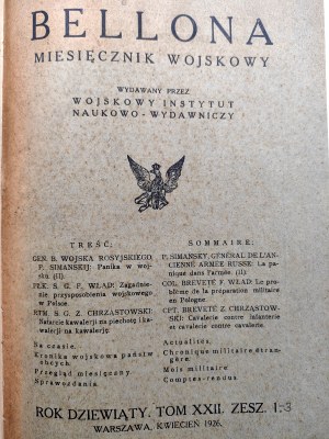 Bellona - Miesięcznik Wojskowy - Zeszyt 1 - 3 ( April to June 1926). Warsaw