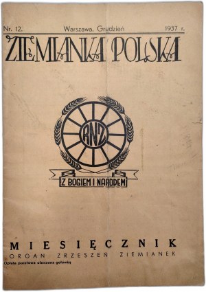 Ziemianka Polska - monthly no. 12 - Warsaw 1937 [ M. Rodziewiczówna, Dwór w Luszyn, Zioła].