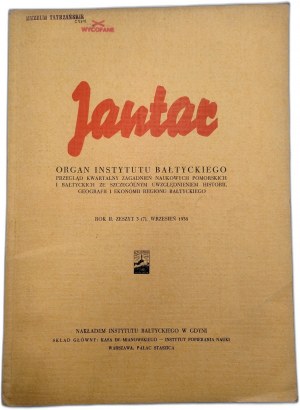 Jantar - Organ of the Baltic Institute in Gdynia - [ quarterly] Notebook 3 - Gdynia 1938 [ Pomerania, history, maritime].
