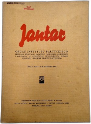 Jantar - Organ of the Baltic Institute in Gdynia - [ quarterly] Notebook 4 - Gdynia 1938 [ Pomerania, history, maritime].