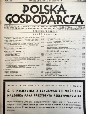 Polska Gospodarcza - weekly magazine notebook 35 year, Warsaw 1932