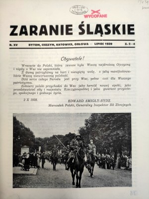 Zaranie Śląskie - Yearbook XV - Cieszyn 1939 [ Complete] [ Steller, woodcut].