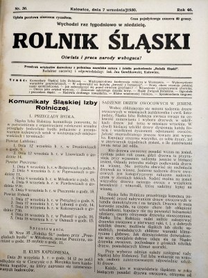 Rassegna di giardinaggio - n. 10 anno 1929 Poznan e Silesian Farmer da settembre a dicembre 1930 Katowice