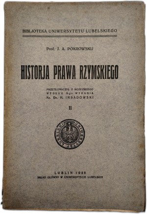 J.A. Pokrovskij - Geschichte des römischen Rechts - Lublin 1928