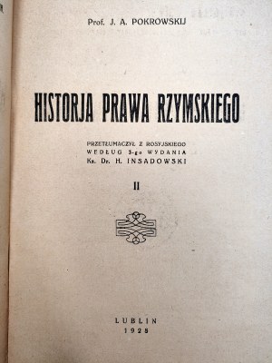J.A. Pokrovskij - Geschichte des römischen Rechts - Lublin 1928