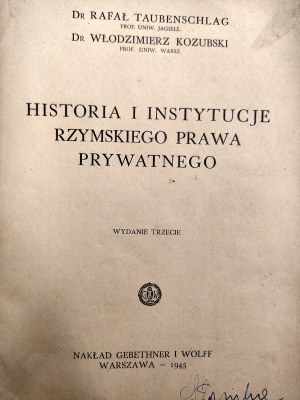 R. Taubenschlag, W. Kozubski - Roman Law - Warsaw 1945.