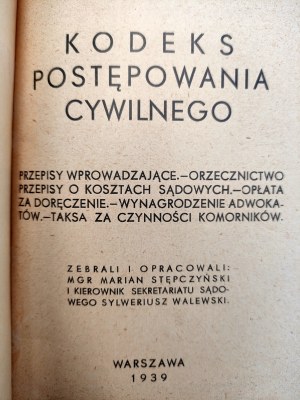 Stępczyński M. - Code of Civil Procedure - Warsaw 1939