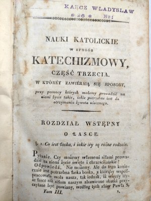 Pouget F. - Katolícka náuka katechetickým spôsobom, v ktorej sú stručne vyložené zo Svätého písma a z Písma - T.III, Varšava 1830