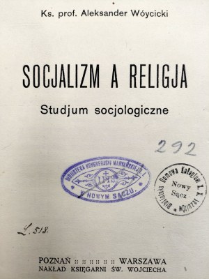 Rev. Prof. A. Wóycicki - Socialism and religion - Poznań [1918].