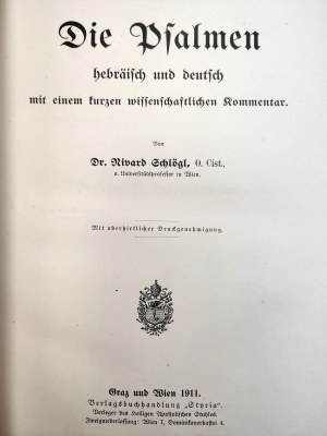 Psalms in Hebrew and German - with commentary - Vienna 1911 [ Judaica].