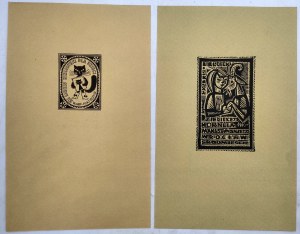 Una raccolta di 4 ex-libris di biblioteche bilaterali degli anni Settanta [Cracovia, Koszalin, Breslavia, Rogów, Łódź, Radom, Stettino].