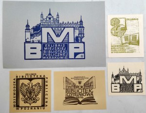 Collection of 5 Library Exlibrises from the 1970s [Krakow, Poznan].