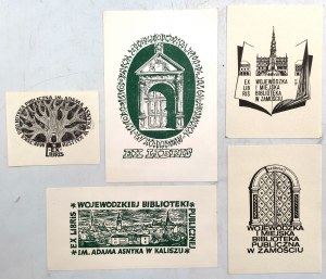 Collection of 5 Library Exlibrises from the 1970s [Zamosc, Kalisz].