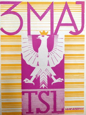Affiche patriotique - 3 mai - TSL - Société de l'école populaire - Deuxième République polonaise