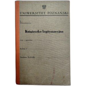 Uniwersytet Poznański - niezapisany, czysty indeks - książka legitymacyjna [ lata 40 XX wieku]