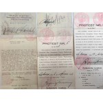 Zbiór 11 Urzędowych blankietów wekslowych z pieczęciami Poznań, Wąbrzeźno, Toruń - II RP [ weksel]