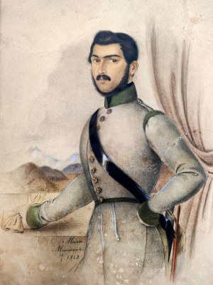 Portrét důstojníka rakousko-uherské armády, akvarel - 1842