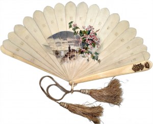 Exclusive count ivory fan with hand-painted maritime landscape - 19th century, Western Europe [ France].
