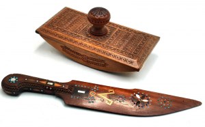 Bibuliere e coltello da lettera Hutsul - Carpazi orientali inizio XX secolo - Regione Hutsul
