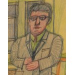 Nikifor Krynicki, Porträt eines Mannes mit Brille, l.60er Jahre, 20. Jahrhundert.