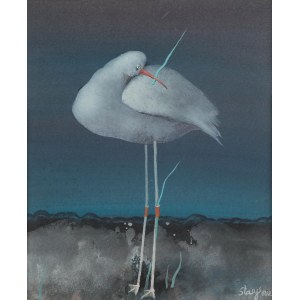 Stasys Eidrigevicius (geb. 1949 Mediniškiai/Litauen), Ein einsamer Vogel, 1982