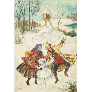 Jan Marcin Szancer (1902 Krakov - 1973 Varšava), ilustrácia k dielu Ewy Szelburg-Zarembiny Snežné dievča
