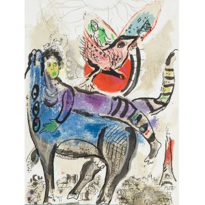 Marc Chagall (1887 Łoźno k. Witebska-1985 Saint-Paul de Vence), Niebieska krowa, 1967
