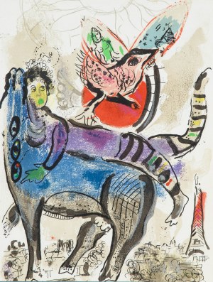 Marc Chagall (1887 Lozno près de Vitebsk-1985 Saint-Paul de Vence), Vache bleue, 1967