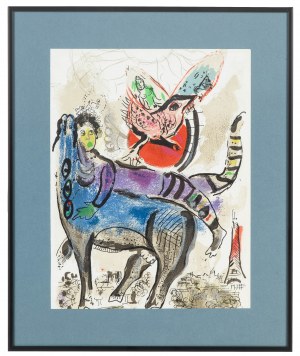 Marc Chagall (1887 Lozno pri Vitebsku - 1985 Saint-Paul de Vence), Modrá krava, 1967