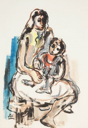 Samuel Tepler (1918 Hrubieszow - 1998 Tel Aviv), Zweiseitige Arbeit: Mutterschaft/Frauen bei der Arbeit