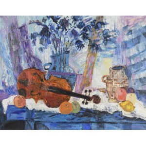 Jan SZANCENBACH (1928-1998), Fleurs et violon, 1989