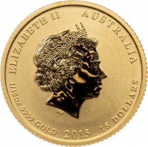 Elizabeth II, 15 Dollars (1/10 Oz) 2015, Perth, Année de la Chèvre, Série lunaire II.