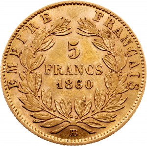 Napoleon III, 5 franków 1860, BB