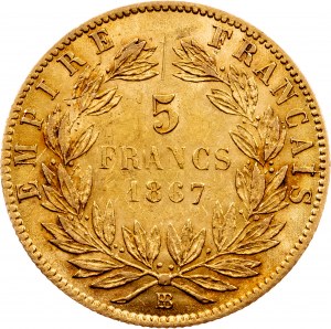 Napoleon III, 5 franków 1867, BB