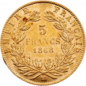 Napoleone III, 5 franchi 1868, BB