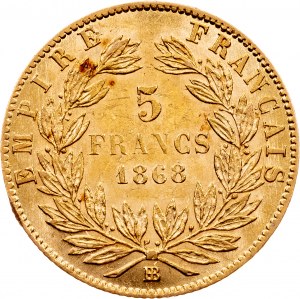 Napoleone III, 5 franchi 1868, BB