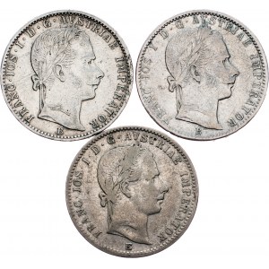 Franz Joseph I., 3 Stück zu 1/4 Gulden 1859