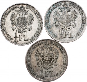 Franz Joseph I., 3 Stück zu 1/4 Gulden 1859