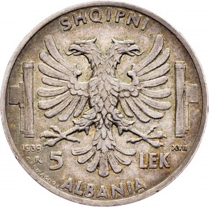 Albánsko, 5 lek 1939, Rím