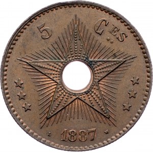 Congo belga, 5 centesimi 1887