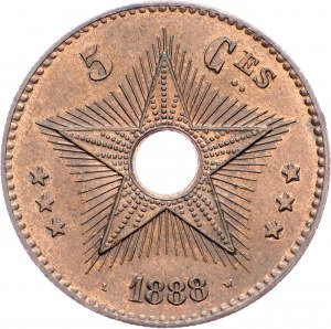 Kongo Belgijskie, 5 centymów 1888 r.