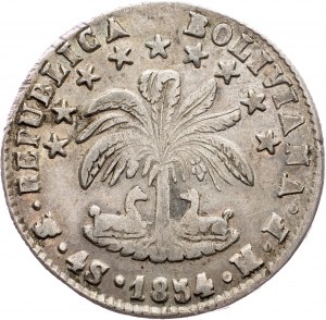 Bolivie, 4 Soles 1854, PTS MF