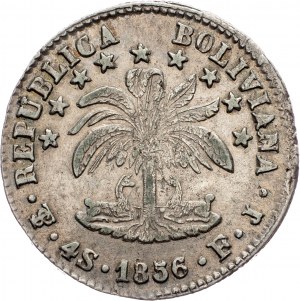 Bolívie, 4 soles 1856, F