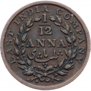 India britannica, 1/12 Anna 1835