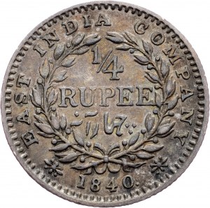India britannica, 1/4 di rupia 1840