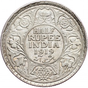 Britská Indie, 1/2 rupie 1919, Bombaj