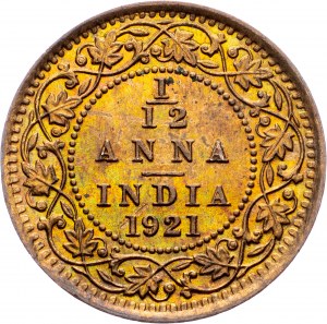 Inde britannique, 1/12 Anna 1921, Calcutta