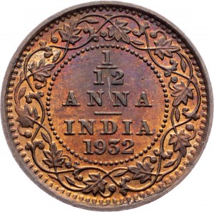 Inde britannique, 1/12 Anna 1932, Calcutta