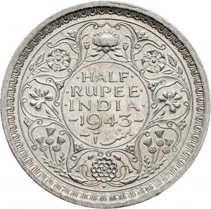 Indie Brytyjskie, 1/2 rupii 1943, Bombaj