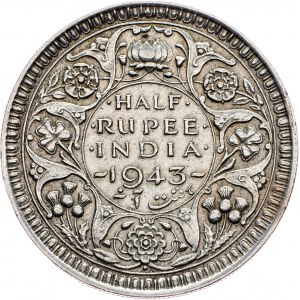 British India, 1/2 Rupee 1943, Bombay 